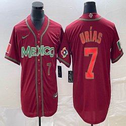 2023 World Cup Mexico #7 Julio Urias red majestic baseball jerseys 107