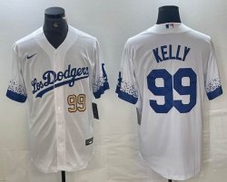 Nike Dodgers #99 Joe Kelly white fashion MLB baseball Jersey Joint name -BD 01