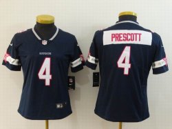 Women Nike Dallas Cowboys #4 Dak Prescott blue Color Rush Limited Jersey-BD