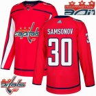 Custom Adidas Washington Capitals #30 Samsonov red hockey Champion version