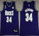 Milwaukee Bucks 34# Giannis Antetokounmpo purple nba basketball Jerseys 6 patch-XD