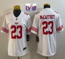 Women Nike San Francisco 49ers #23 Christian McCaffrey white Color Rush Limited Jersey-BD