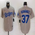 Nike Los Angeles Dodgers #37 Enrique Hernandez gray majestic baseball jerseys