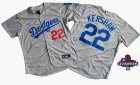 2024 World Series Champions Los Angeles Dodgers 22# Clayton Kershaw Flexbase Nike Royal Gray Jersey