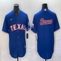 Nike Texas Rangers blank blue majestic baseball jersey-BD 03