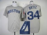 Boston Red Sox 34 Ortiz gray mlb signature jerseys