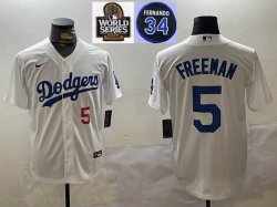 2024 World Series Los Angeles Dodgers #5 Freddie Freeman white fashion majestic baseball Jerseys-BD