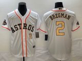 Nike Houston Astros #2 Alex Bregman white gold majestic baseball jerseys 01