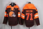 Custom Nike Cleveland Browns #71 Shelton orange brown nfl Hooded Sweatshirt