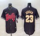 Nike Chicago Bulls #23 Michael Jordan black gold basketball jerseys Joint name-BD