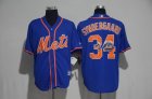 2017 New York Mets 34# Noah Syndergaard blue Majestic baseball jerseys