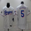 Texas Rangers #5 Corey Seager white Flexbase Authentic Collection Jersey