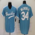 Nike Los Angeles Dodgers 34 Fernando Valenzuela skyblue baseball jersey-BD