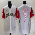 2023 World Cup Mexico #7 Julio Urias white red majestic baseball jerseys 93