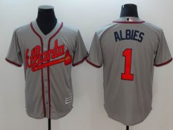 Atlanta Braves #1 Ozzie Albies gray MLB majestic baseball Jersey