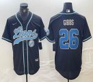 Nike Detroit Lions #26 Jahmyr Gibbs black baseball Joint name -BD 02