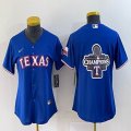 Women Nike Texas Rangers blank blue majestic baseball jerseys with champions patch