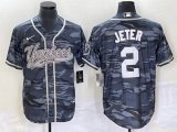 Nike New York Yankees #2 Derek Jeter gray camo majestic baseball Jersey Joint name 02