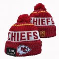 2024 Kansas City Chiefs red white NFL Sports Cuffed Knit Hats 01