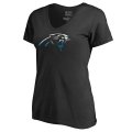 Women's Carolina Panthers Pro Line by Fanatics Branded Black Gradient Logo V-Neck T-Shirt