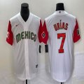 2023 World Cup Mexico #7 Julio Urias white red majestic baseball jerseys 45