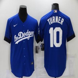 New Nike Los Angeles Dodgers #10 Justin Turner blue majestic baseball Jersey city version