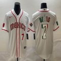 2023 World Cup Mexico #7 Julio Urias white green red majestic baseball jerseys 06