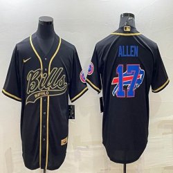 Nike Buffalo Bills #17 Josh Allen black baseball jerseys Joint name-BD