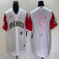 2023 World Cup Mexico #7 Julio Urias white red majestic baseball jerseys 92