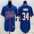 Nike Buffalo Bills #34 Thurman Thomas blue baseball jerseys Joint name-BD