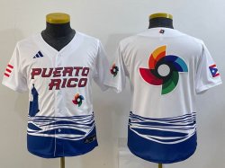 Youth Puerto Rico Baseball blank White 2023 World Baseball Classic Replica Player Jersey 07