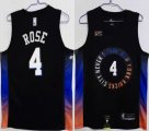 New York Knicks #4 Derrick Rose black NBA basketball Jerseys-HL