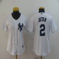 Women York Yankees #2 Derek Jeter white majestic baseball jersey