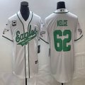 Nike Philadelphia Eagles #62 Jason Kelce white baseball jerseys Joint name C patch BD