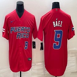 Puerto Rico #9 Baseball #9 Javier Báez red 2023 World Baseball Classic Replica Player Jersey 05