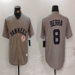 New York Yankees #8 Yogi Berra gray baseball jerseys-BD 02