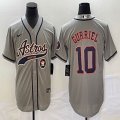 Nike Houston Astros #10 Yuli Gurriel gray majestic baseball jerseys big logo Joint name -BD 02