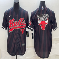 Nike Chicago Bulls black NBA basketball Jersey with shorts sleeves-BD 02