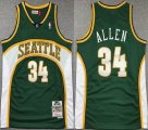 Seattle Supersonics #34 Ray Allen Soul Swingman green white throwback nba Jersey-XD