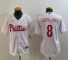 Youth Nike Philadelphia Phillies #8 Nick Castellanos white majestic baseball jerseys