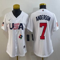 Youth 2023 World Cup #7 Tim Anderson white USA majestic baseball jerseys 07