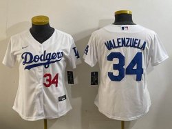 Women Nike Los Angeles Dodgers #34 Fernando Valenzuela white MLB baseball Jersey