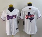 Women Nike Texas Rangers blnak white majestic baseball jerseys Champion patch-BD 04