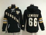 women Pittsburgh Penguins #66 Mario Lemieux Black new NHL Hooded Sweatshirt