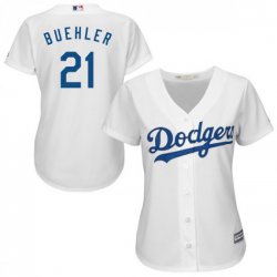 Los Angeles Dodgers #21 Walker Buehler white women majestic baseball Jersey