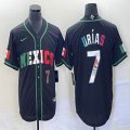 2023 World Cup Mexico #7 Julio Urias black majestic baseball jerseys 132