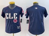 Youth Nike Cleveland Indians blank blue majestic baseball jersey -BD 07