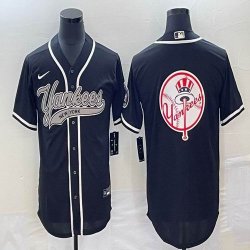 Nike New York Yankees blank black majestic baseball jerseys big logo -BD