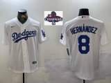 2024 World Series Champions Nike Los Angeles Dodgers #8 Enrique Hernandez white majestic baseball jerseys 01