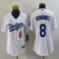 Women Nike Los Angeles Dodgers #8 Enrique Hernandez white majestic baseball jerseys 01